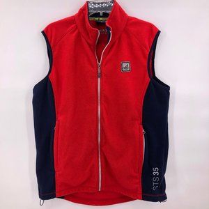 Like New Sperry red navy fleece zip vest